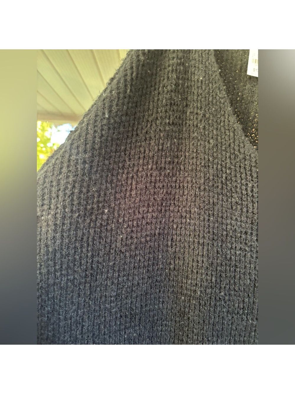 NWT FREE PEOPLE Oversized Black Waffle-Knit Slouchy Sweater • V-Neck • Fit S–3XL - Picture 7 of 13